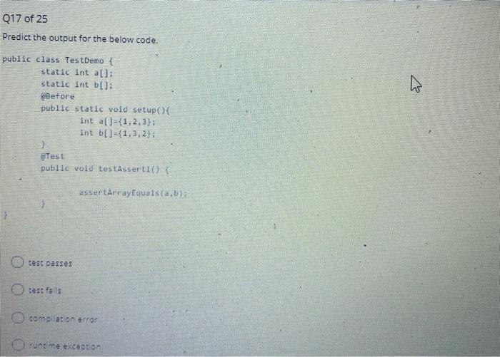 Solved Q15 of 25 Predict the output for the below code. | Chegg.com