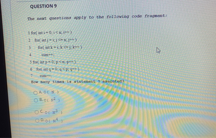 Solved QUESTION 9 The next questions apply to the following | Chegg.com