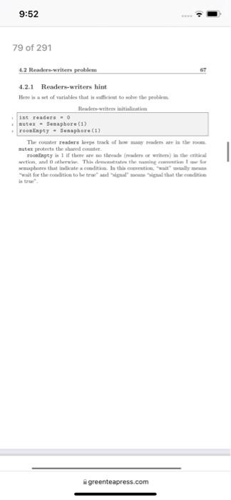 Solved write c language code Reader Writer problem from book | Chegg.com