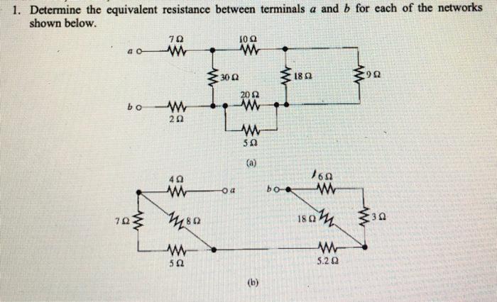 Solved 1. Determine The Equivalent Resistance Between | Chegg.com