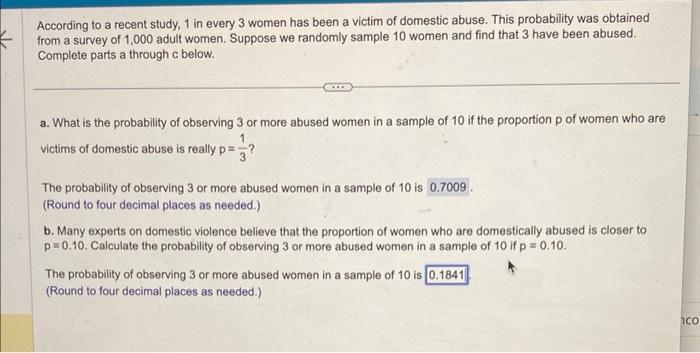 Solved According to a recent study, 1 in every 3 women has | Chegg.com