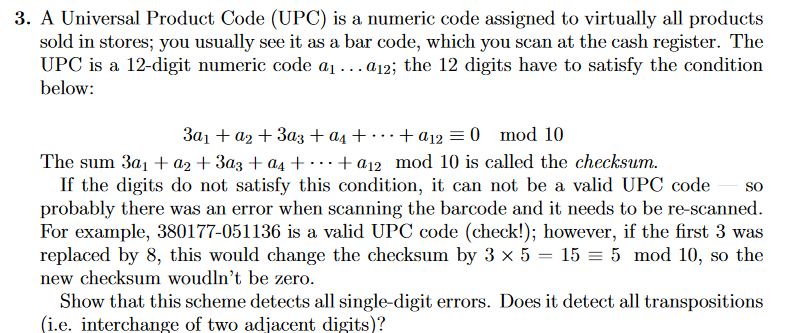 Solved A Universal Product Code Upc ï Is A Numeric Code Chegg Solved A Universal Product Code Upc ï Is A Numeric Code Chegg