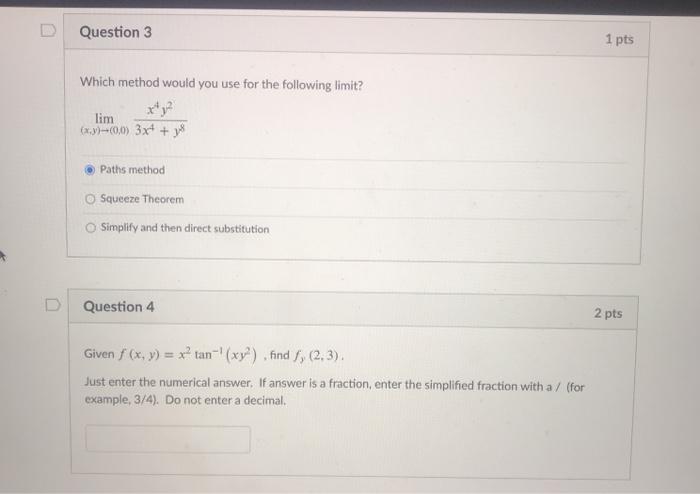 Solved Question 3 1 pts Which method would you use for the | Chegg.com