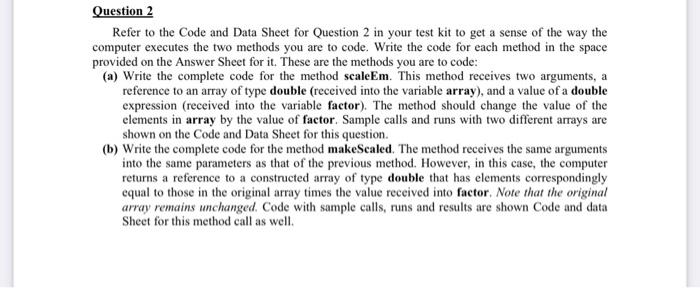 Solved Question 2 Refer to the Code and Data Sheet for | Chegg.com