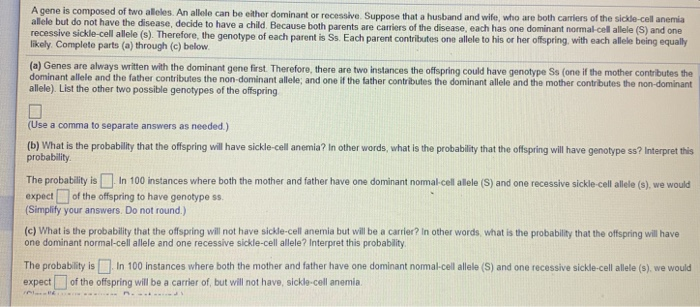 Solved A gene is composed of two alleles. An allele can be | Chegg.com