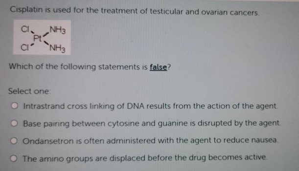 Solved Cisplatin Is Used For The Treatment Of Testicular Chegg Com