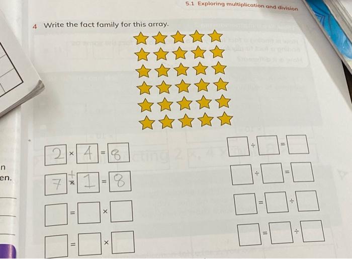 Solved n en. 4 Write the fact family for this array. 2x 4 U | Chegg.com