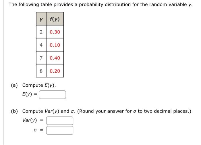 Solved The Following Table Provides A Probability | Chegg.com