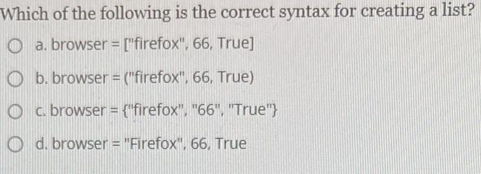 Solved Which of the following is the correct syntax for | Chegg.com
