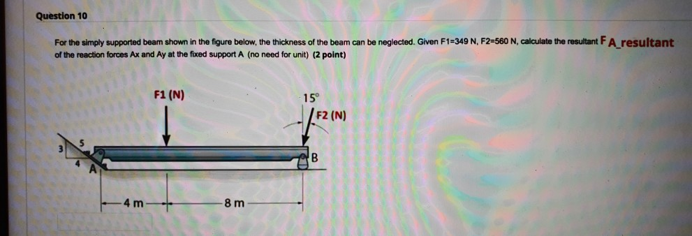 Solved Question 10 For the simply supported beam shown in | Chegg.com