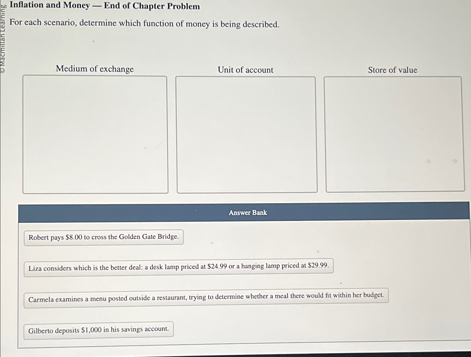 Solved Inflation and Money - ﻿End of Chapter ProblemFor each | Chegg.com