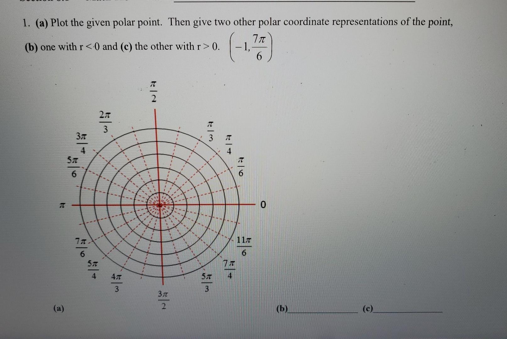 Solved 1. (a) Plot the given polar point. Then give two | Chegg.com