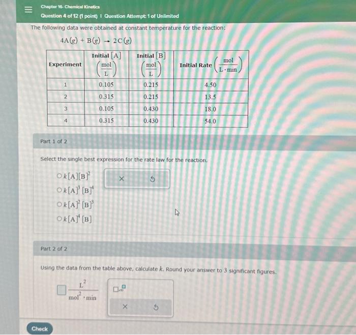 Solved How To Solve Question 32 Pointsin Chemical Kinetics Chegg Com