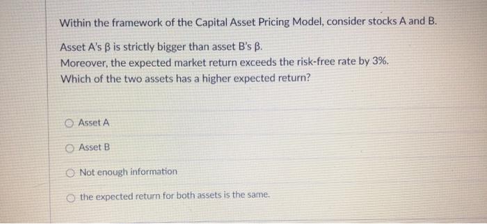 Solved Within The Framework Of The Capital Asset Pricing | Chegg.com