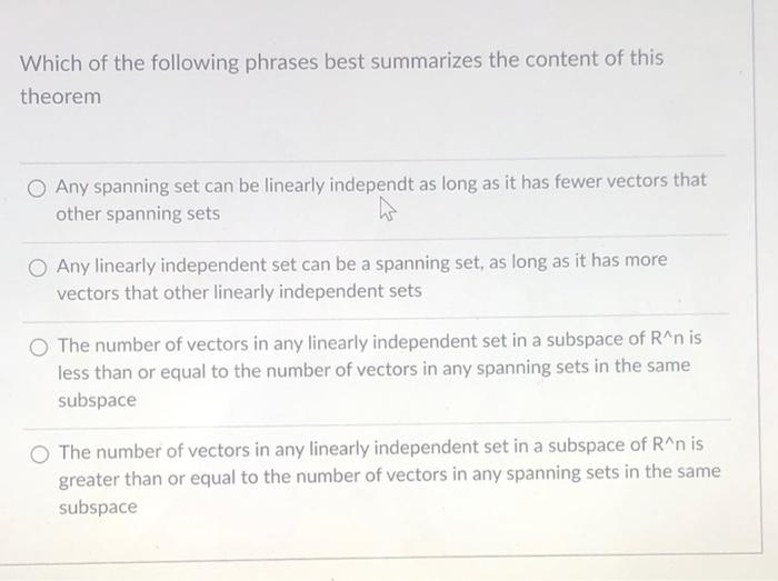 Solved Which of the following phrases best summarizes the | Chegg.com