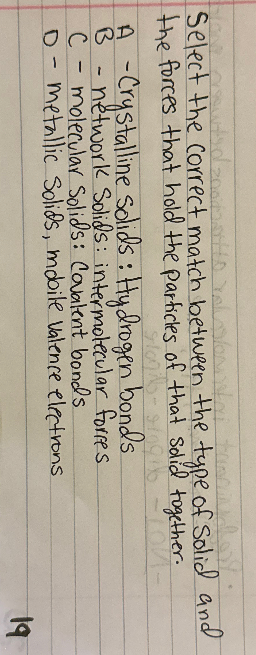 Solved Select the correct match between the type of Solid | Chegg.com