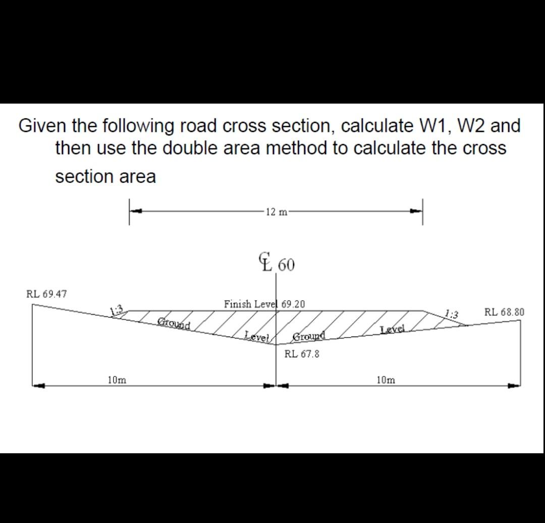 Solved Given the following road cross section, calculate W1, | Chegg.com