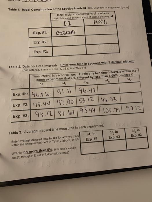 Solved please help with solving table 1 and 3 your help | Chegg.com