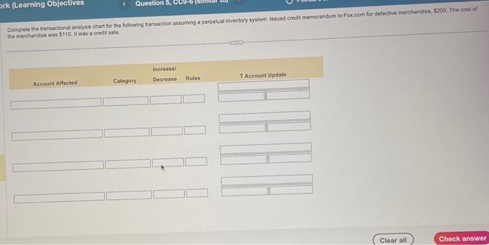 Solved Question 5, Complete the transactional analysis chart | Chegg.com
