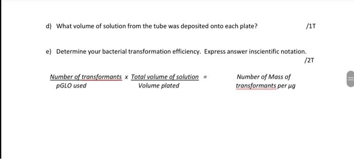 The transformation efficiency is a quantitative | Chegg.com