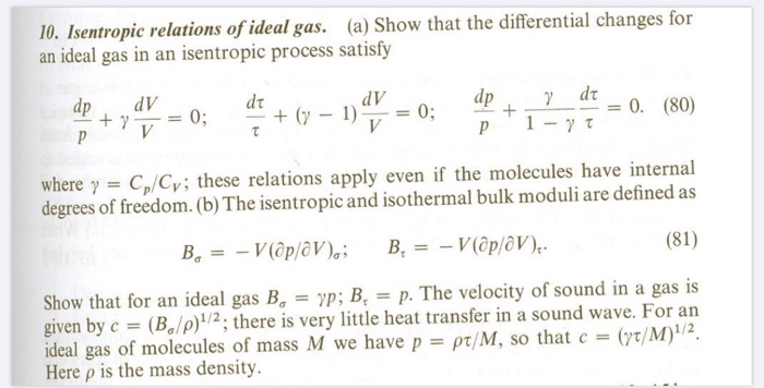 Solved 10. Isentropic relations of ideal gas. (a) Show that | Chegg.com