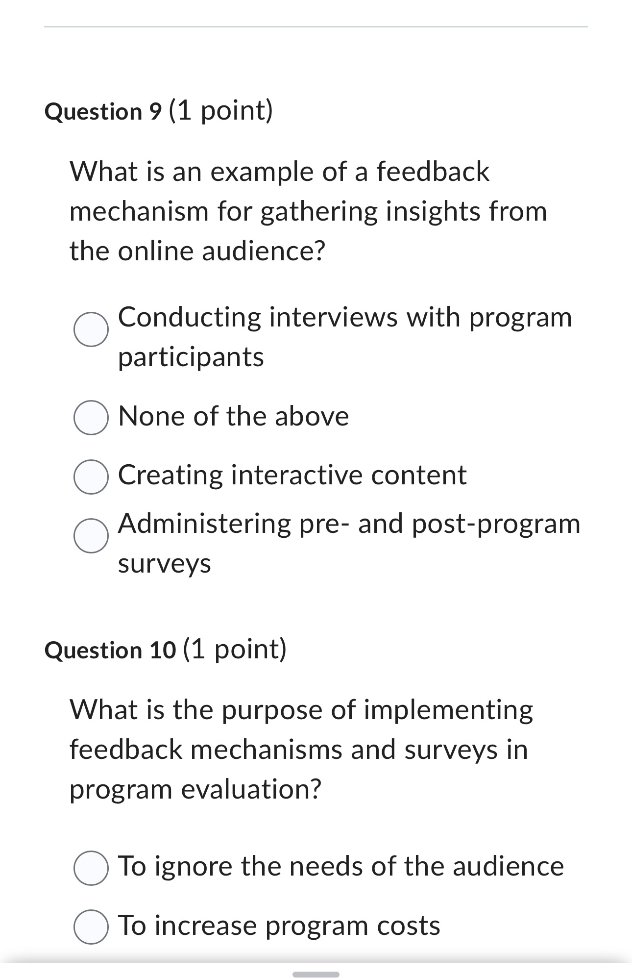 Solved Question 9 (1 ﻿point)What is an example of a feedback | Chegg.com