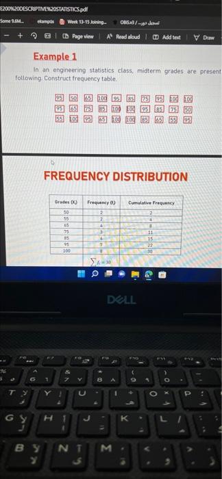 Solved FREQUENCY DISTRIBUTION Example 1 In an engineering | Chegg.com