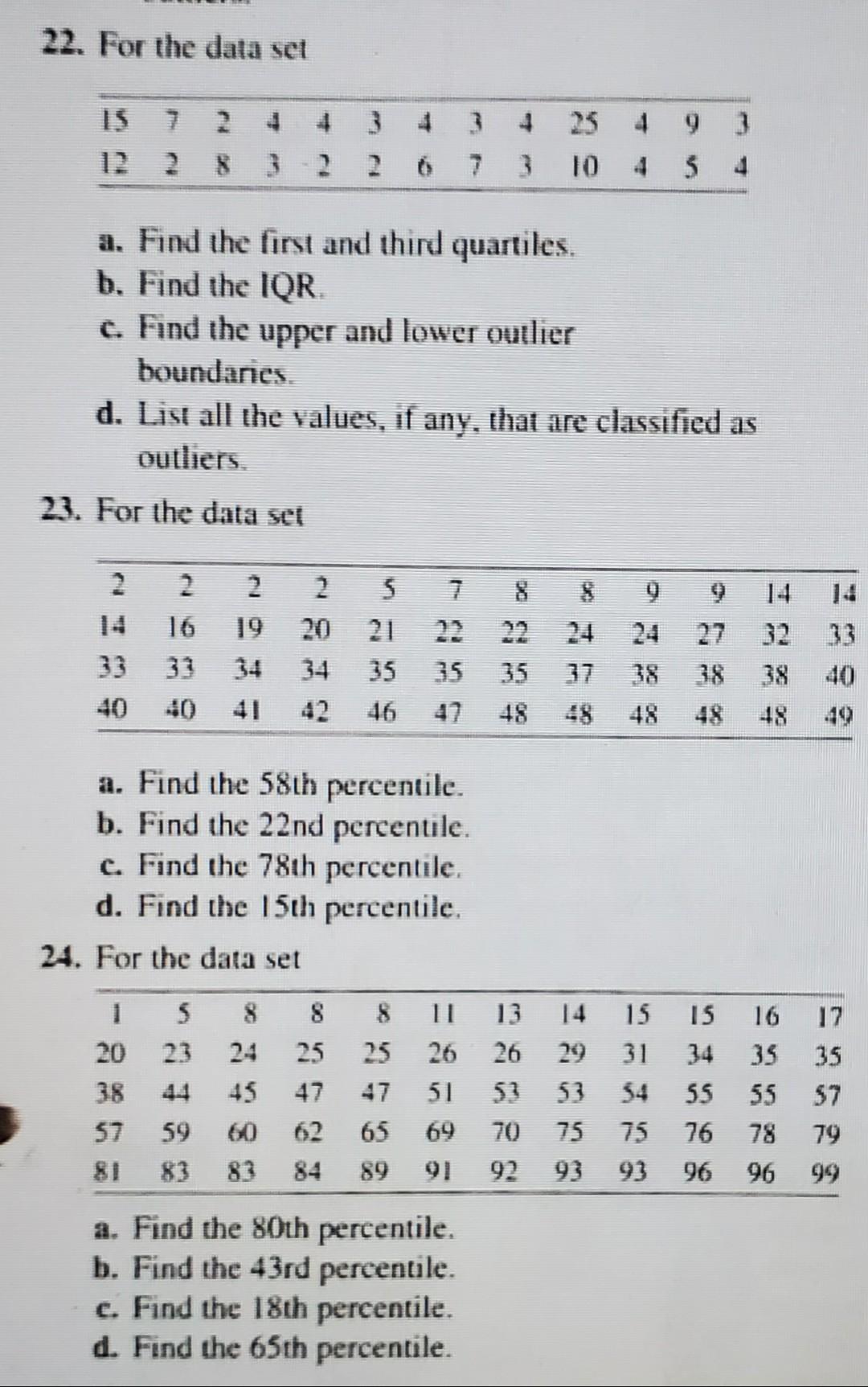 Solved 22. For the data set 15 7 3 8 3 5 a. Find the first | Chegg.com