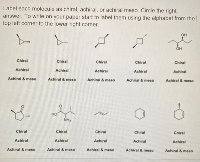 Solved Label Each Molecule As Chiral, Achiral, Or Achiral | Chegg.com