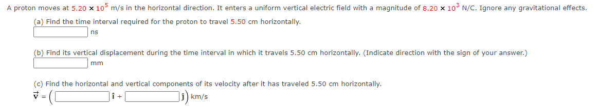 Solved A proton moves at 5.20×105ms ﻿in the horizontal | Chegg.com