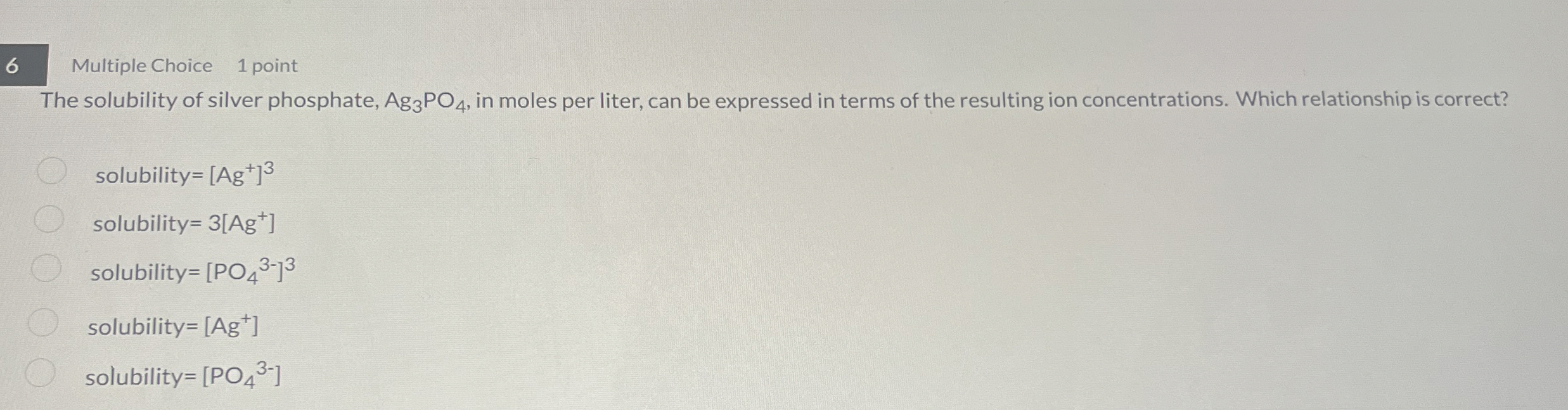 Solved Multiple Choice Pointthe Solubility Of Silver Chegg Com