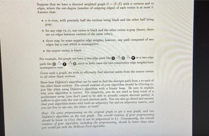 Solved Suppose that we have a directed weighted graph G - | Chegg.com