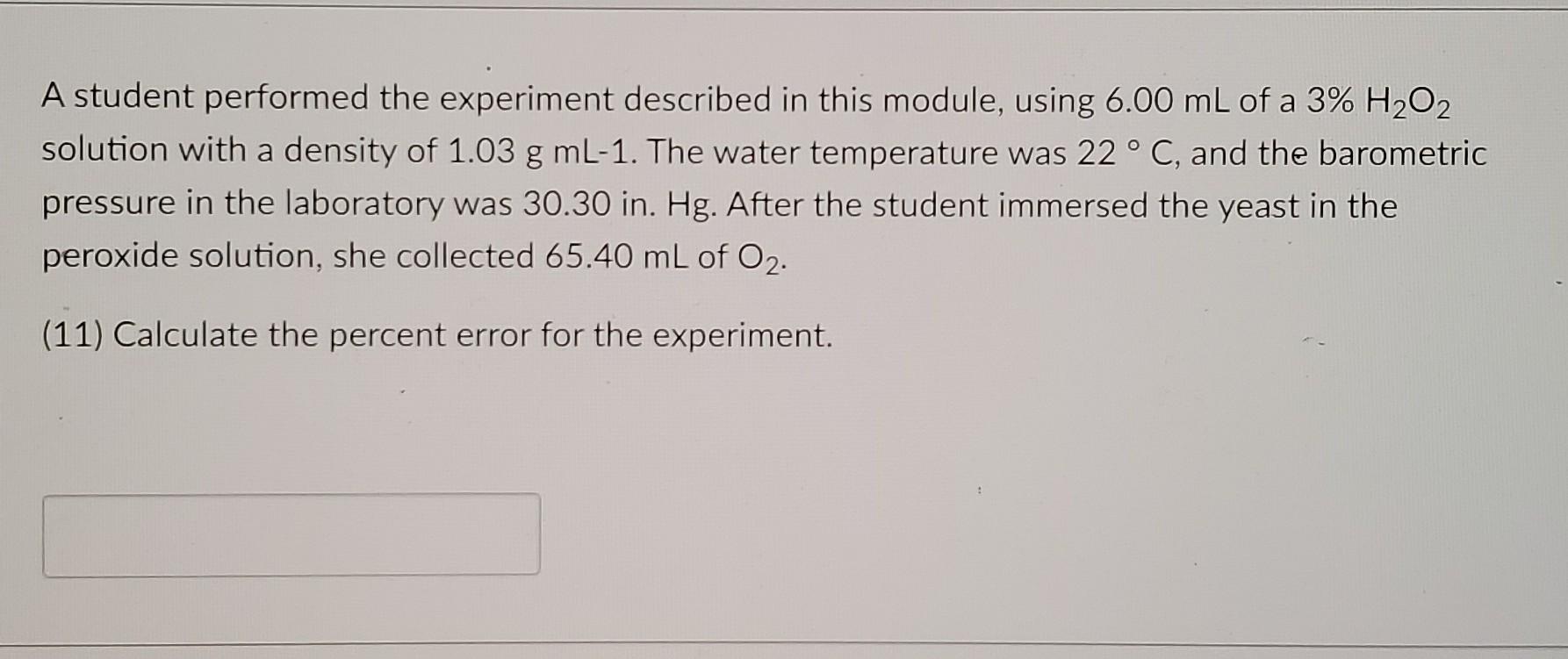 Solved A student performed the experiment described in this | Chegg.com