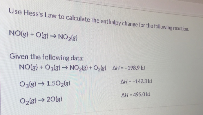 Solved Use Hess's Law To Calculate The Enthalpy Change For | Chegg.com