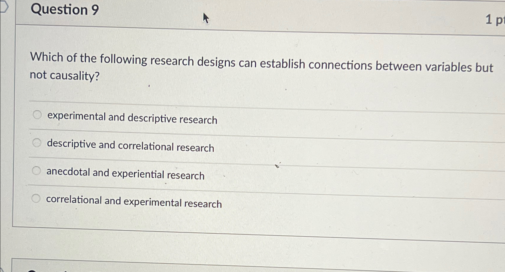 Solved Question 9Which of the following research designs can | Chegg.com