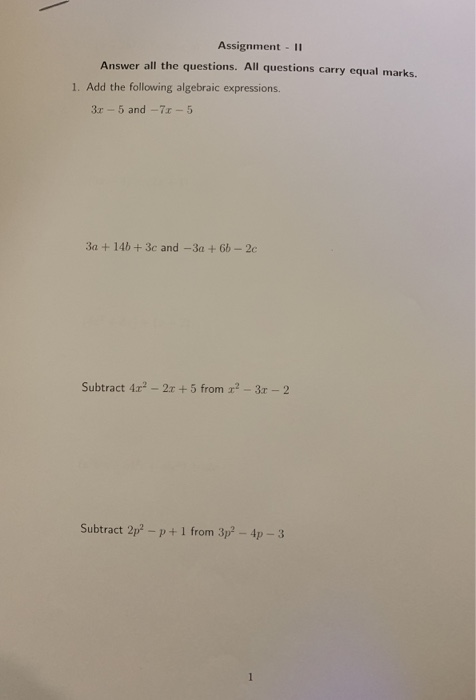 Solved Assignment - 11 Answer all the questions. All | Chegg.com