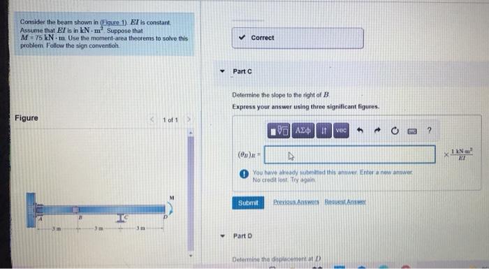 Solved Consider the beam shown in Figure 1). El is constant | Chegg.com