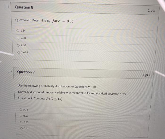 Solved Question 2 1 pts Question 2: For a standard normal | Chegg.com