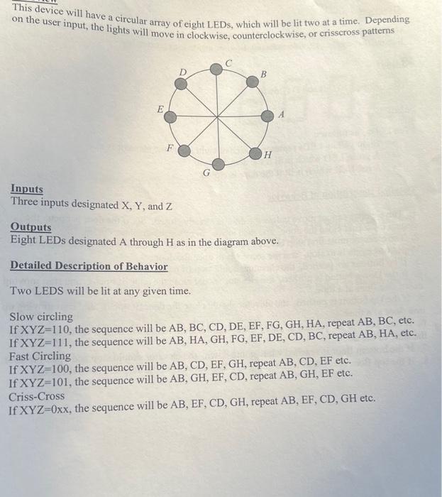 Solved This device will have a circular array of eight LEDs, | Chegg.com