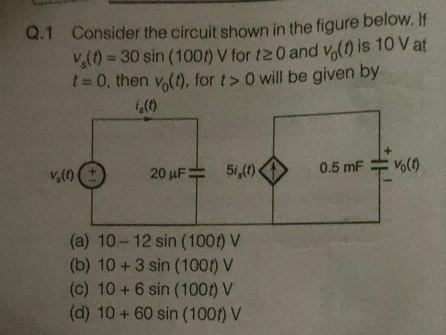 Solved 2.1 Consider the circuit shown in the figure below. | Chegg.com