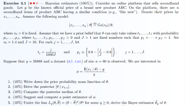 Solved Exercise - ﻿Bayesian Estimators (100%)). ﻿Consider | Chegg.com