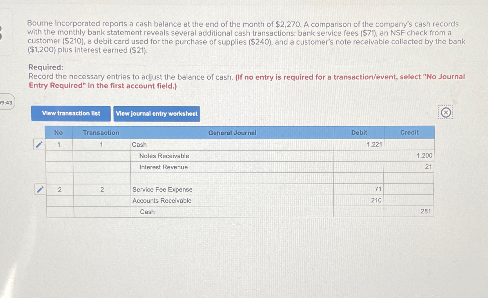 Solved Bourne Incorporated reports a cash balance at the end | Chegg.com