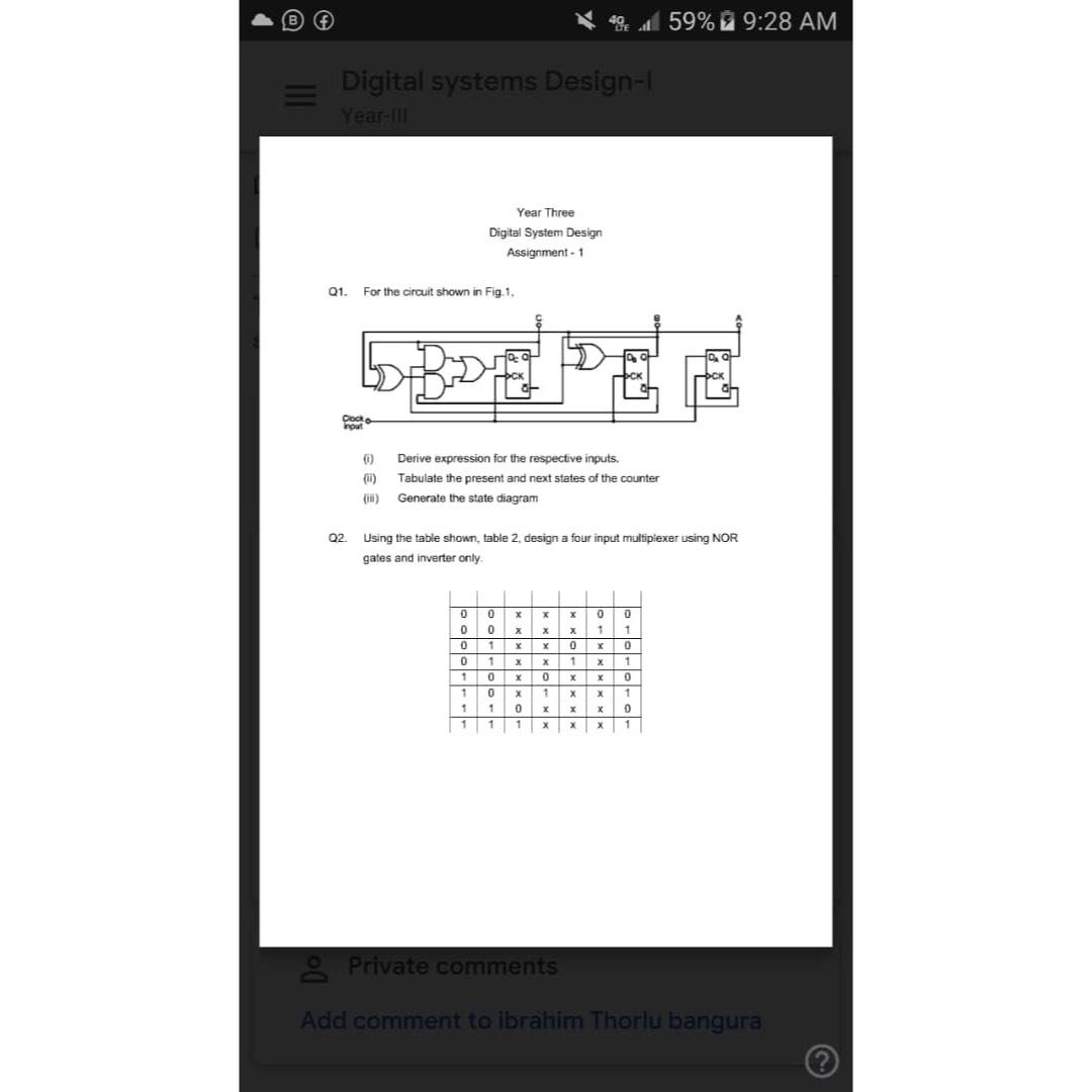 Solved Year ThreeDigital System DesignAssignment - 1Q1. ﻿For | Chegg.com