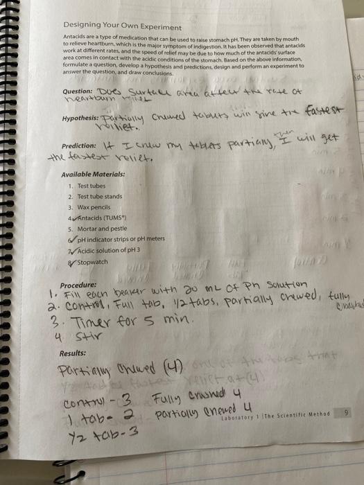 Solved Designing Your Own Experiment Antacids are a type of