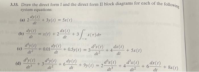 Solved 3.33. Draw the direct form I and the direct form II | Chegg.com