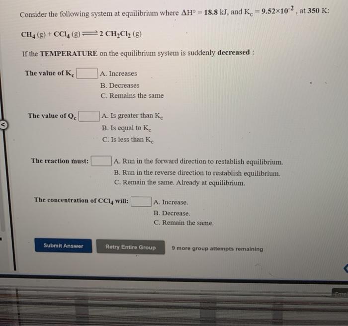 Solved Consider the following system at equilibrium where AH | Chegg.com