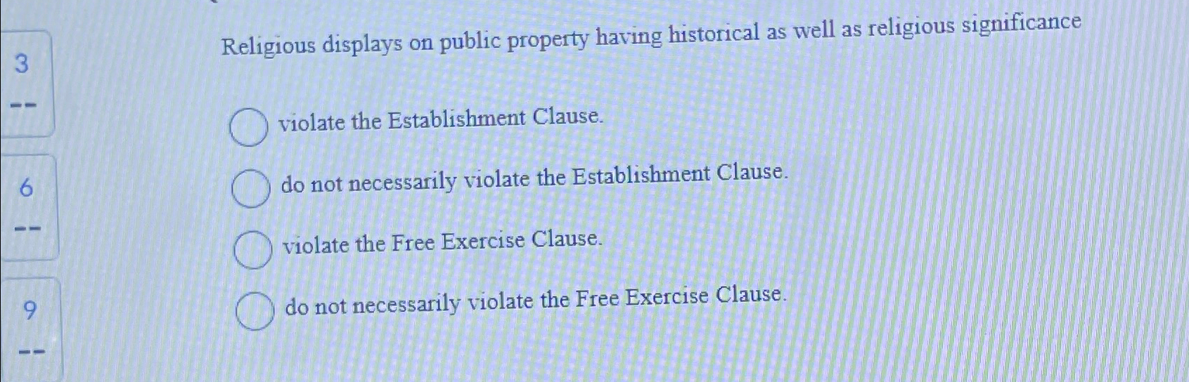 Solved Religious displays on public property having