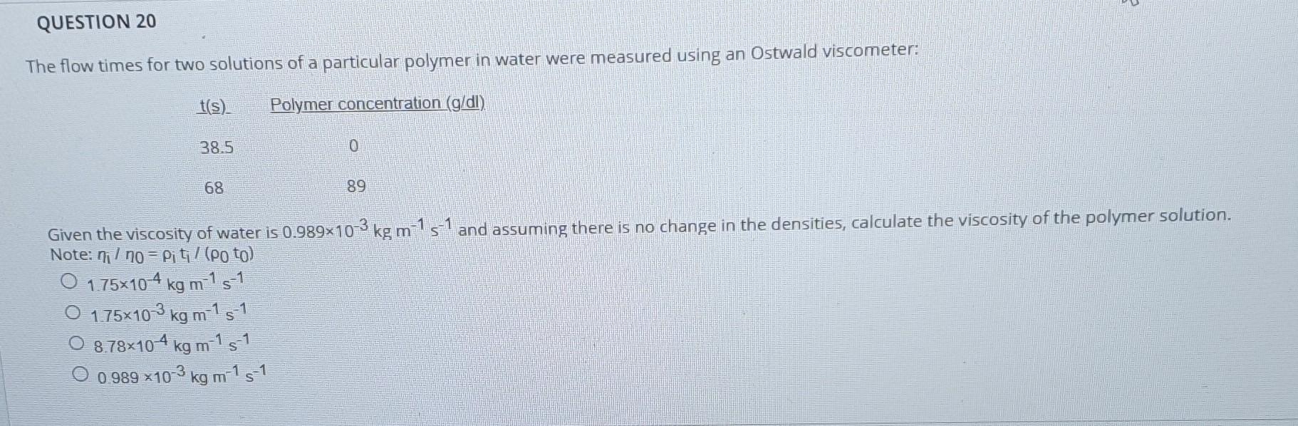 Solved In order to measure surface tension the capilliry