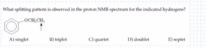 Solved What splitting pattern is observed in the proton NMR | Chegg.com