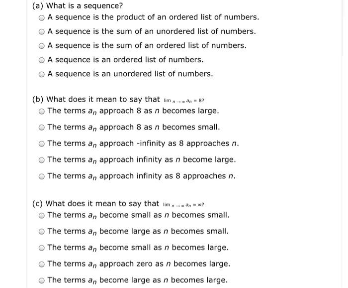 Solved (a) What is a sequence? A sequence is the product of